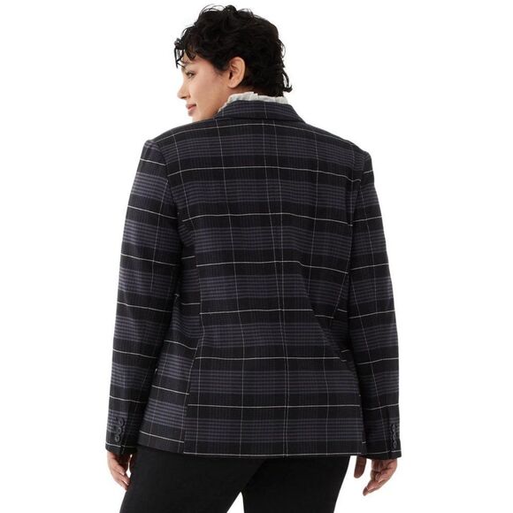 Free Assembly Long Sleeve Relaxed Fit Plaid Blazer Office Career Work Wear - Picture 3 of 16